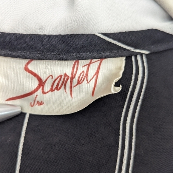 Vintage 80s Striped Dress Peter Pan Collar Wednesday Addams Dark Academia - Picture 6 of 15